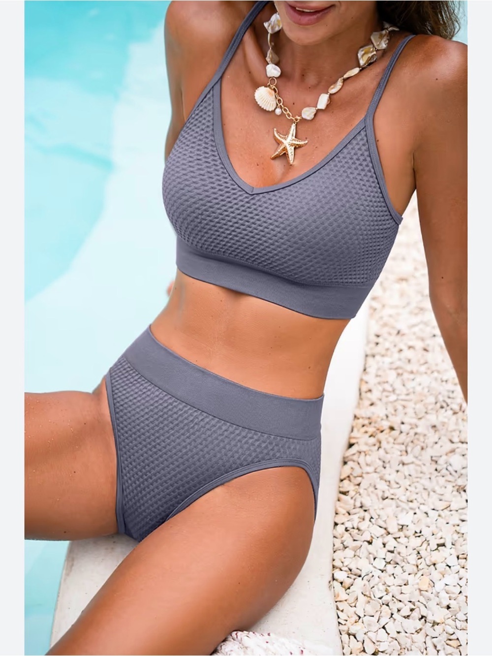 Cupshe Good Sport Grey Bikini Set Grey Womens Small NEW